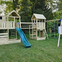 Palazzo and Penthouse with swings. Blue Rabbit climbing frame with slide